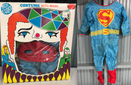Ben Cooper 1966 Superman Vintage Halloween Medium Costume 8-10 Cape Mask - $68.49