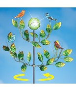 Solar Kinetic Wind Spinner 2 Tier Song Bird Leaves Stake Garden Yard Hom... - £18.90 GBP