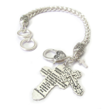 Serenity Prayer Charm Chain Bracelet Silver Rhodium - £11.41 GBP