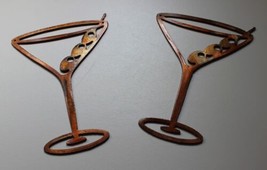 Copper/Bronzed Martini Glasses Metal Wall Art Decor Set of 2 16 &quot;tall - £34.15 GBP