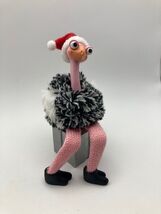 Fluffy Friends Ostrich w/Santa Hat Shelfsitter Figurine Christmas Decora... - $7.90