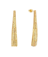 22ct Gold Drop Earrings Diamond Cut Shimmer Textured Studs 1.5 Inches - €979,53 EUR