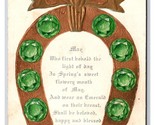 Lucky Birthstone May Emerald Horseshoe Gilt Embossed DB Postcard K18 - $6.88