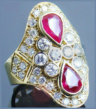 1.12ct Diamond Ruby14k Yellow Gold Rich Look Halloween  Wedding Ring - £1,452.25 GBP