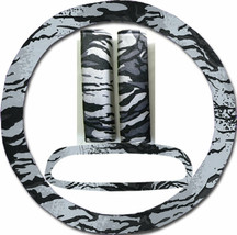 Steering wheel cover, seat belt covers &amp; rear view mirror cover  Silver Tiger - £14.60 GBP