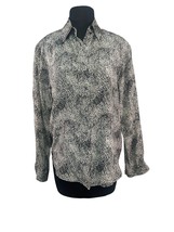 Allison Taylor Size Small 100 % Silk Button Up Shirt Black Cream Dot Pat... - £10.88 GBP