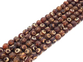 Natural Brown Red Tibetan Agate - 6/8/10mm Round Smooth Beads - Sku#U1106 - $6.00+