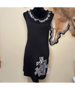 Black Cotton Sleeveless Dress Ruffles Cross Boutique Zebra - $23.96 CAD