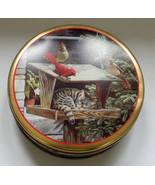 Vintage metal container Persis Clayton Weirs illustration cat with red b... - $19.75