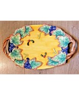 Fitz and Floyd Harvest Banquet Handled Serving Platter Tray Leaves Grapes - $20.35