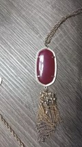 Kendra Scott Rayne Necklace Red Stone Gold Plated Statement Long Pendant  - £31.38 GBP