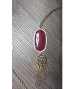 Kendra Scott Rayne Necklace Red Stone Gold Plated Statement Long Pendant  - £31.49 GBP
