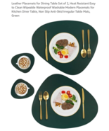 GREEN Placemats Set of 2, Faux Leather Placemats, - €8,49 EUR