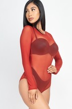 Women&#39;s Rust Sheer Mesh Long Sleeve Bodysuit (S) - £17.13 GBP