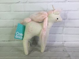 Crate and Barrel Kids Mythical Plush Unicorn Stuffed Animal Toy Off White Pink - £41.55 GBP