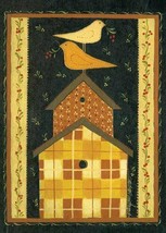 Quilted Birdhouse Garden Art Flag, 12.5&quot; x 18&quot; Floral Border and Background - £6.25 GBP