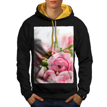 Wellcoda Rose Pink Photo Nature Mens Contrast Hoodie, Pink Casual Jumper - £31.19 GBP