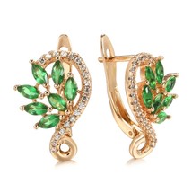 Hot Trendy Earrings Fashion Jewelry Green Natural Zircon Earring for Women 585 R - £10.49 GBP