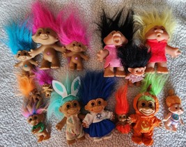 Vintage 1986 Dam Russ Gemstone Belly Mixed TROLL Dolls Lot of 14 Some Rare - £39.55 GBP