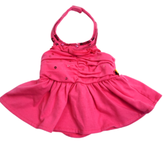 Build-A-Bear Halter Top Knit Dress Smocked Top Sequin Trim Coral Pink 15-17&quot; - £8.19 GBP