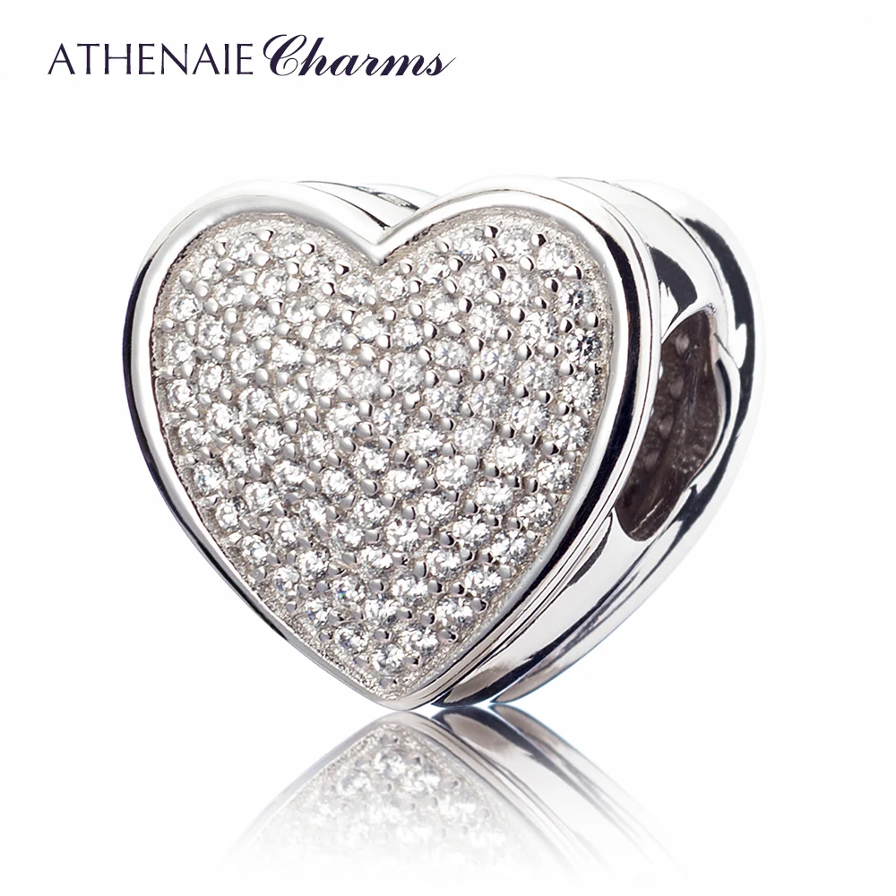 Genuine 925 Silver with Pave Clear CZ Heart-shaped to My Lover Charm Fit All Eur - £54.17 GBP