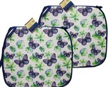 Set of 2 Same Printed Thin Cushion Chair Pads w/blue ties,BUTTERFLIES &amp;L... - $13.85