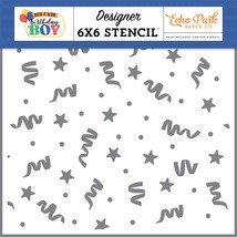 Echo Park Make A Wish Birthday Boy Stencil 6&quot;X6&quot;-Confetti And Stars - £18.28 GBP