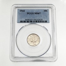 1944 10C Mercurio Moneta da Dieci Centesimi Selezionato Da PCGS Come MS-67 - £94.41 GBP