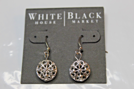 White House Black Market French Wire Earrings Silver Filigree Small 1/2 Inch - £14.18 GBP