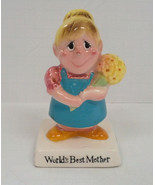 Vintage colorful ceramic figurine worlds best mother made in Japan - $27.70 CAD