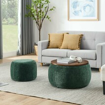 Round Storage Ottoman, 2 in 1 Function, Green Seat 25x25 - $239.59