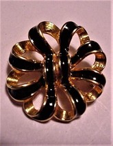 Vintage NAPIER Black &amp; Gold Pin Brooch - £12.40 GBP