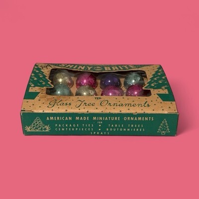12 Shiny Brite Box Vintage Christmas Ornaments Small Solid Assorted Colors Item image 8