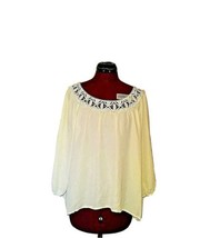 Xhilaration Blouse White Women Crochet Neck 3/4 Sleeve Size XL - $15.84