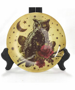 Owl Moon Red Rose accent Decor Decoration Ceramic Plate Halloween - $279.70 MXN