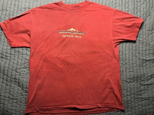 Primary image for Vintage Hanes Heavyweight Jackson Hole Wyoming T Shirt XL Red