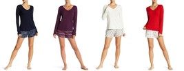 Maidenform Women&#39;s Ribbed Knit Tee &amp; Fleece Shorts Pajama Set - £13.58 GBP