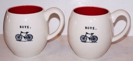 Fabulous Vintage Pair Magenta M Move Bicycle White W/ Red Interior 4 1/2&quot; Mugs - £33.42 GBP