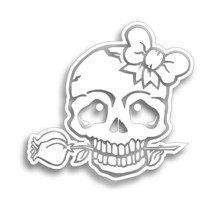 Skull With Bow Rose Flower Decal Bad Motorcycle Girl Woman Car Bike Trailer PS - £7.96 GBP