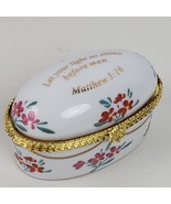 Vintage Classic Treasures Porcelain Oval Trinket Box Let Your Light So S... - $14.00