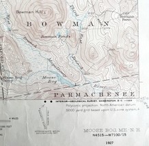 Map Moose Bog Maine NH 1927 Topographic Geo Survey 1:62500 21 x 17&quot; TOPO3 - £35.85 GBP