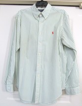 RALPH LAUREN Classic Fit Shirt Top L/S  Button Down Green Stripe Size L - £20.35 GBP