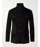 Black New Stylish Handmade Men Pure Suede Lambskin Leather Jacket Soft C... - $2,597.41 MXN+