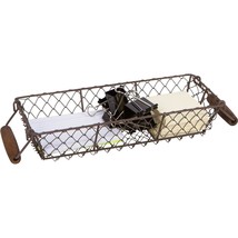 12.2&quot; Vintage Rectangle Wire Basket With Wood Handles by Trademark Innovations - £22.81 GBP
