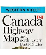 Map Western Canada Highways NW USA 1973 Fold Out Poster Double Sided 27x... - $39.99