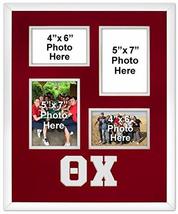 Theta Chi Fraternity Licensed Red and White Collage Photo Frame Holds 2-4x6 and  - £33.17 GBP