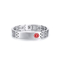 B385 Adjustable Medical Alert Bracelets for Men Titanium Steel Magnetic Bracelet - £27.27 GBP