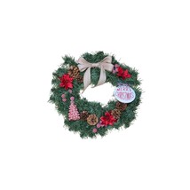 Unlit 20&quot; Custom Original Wreath Tree, poinsettias, Merry Christmas, Bow, Pine - $43.65