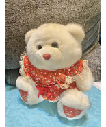 White Plush Bear Red Hearts White Lace Clothing Red Nose Stuffed Animal ... - $10.93 CAD