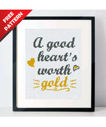 A Good Heart Quote Free cross stitch PDF pattern - Freebie